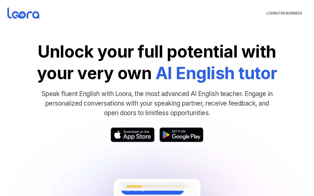 Loora homepage screenshot