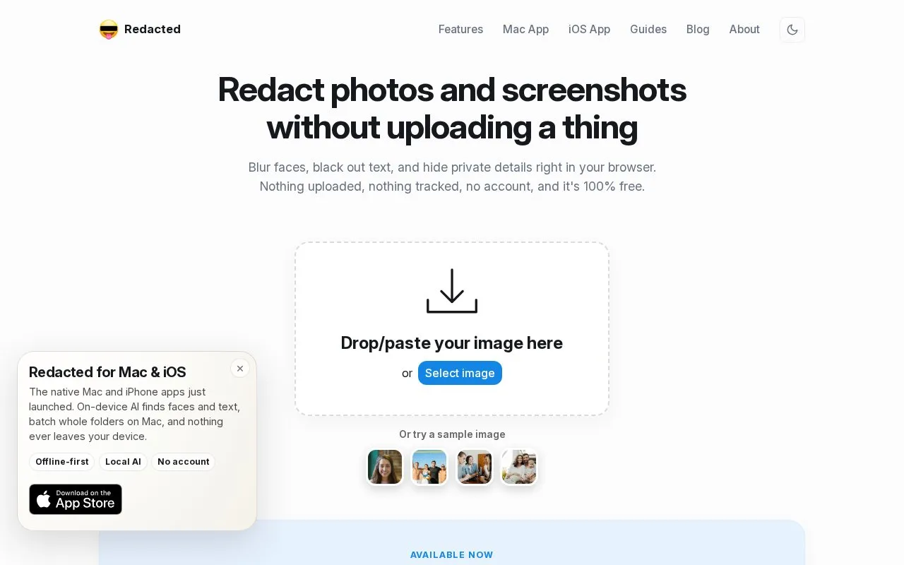 Redacted homepage screenshot