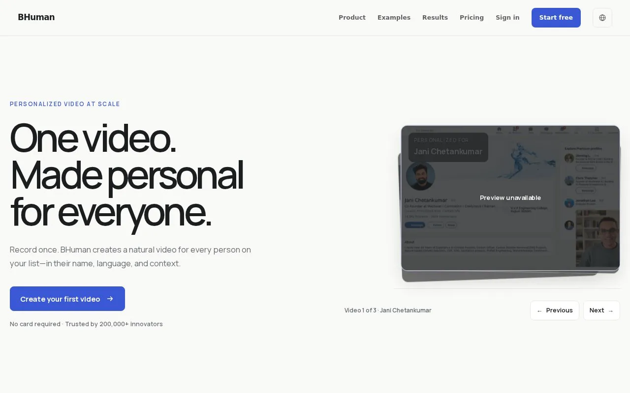 BHuman homepage screenshot