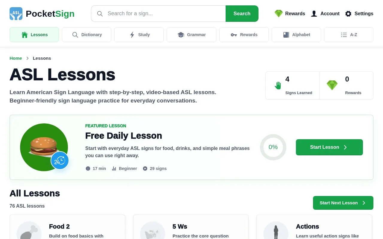 PocketSign homepage screenshot