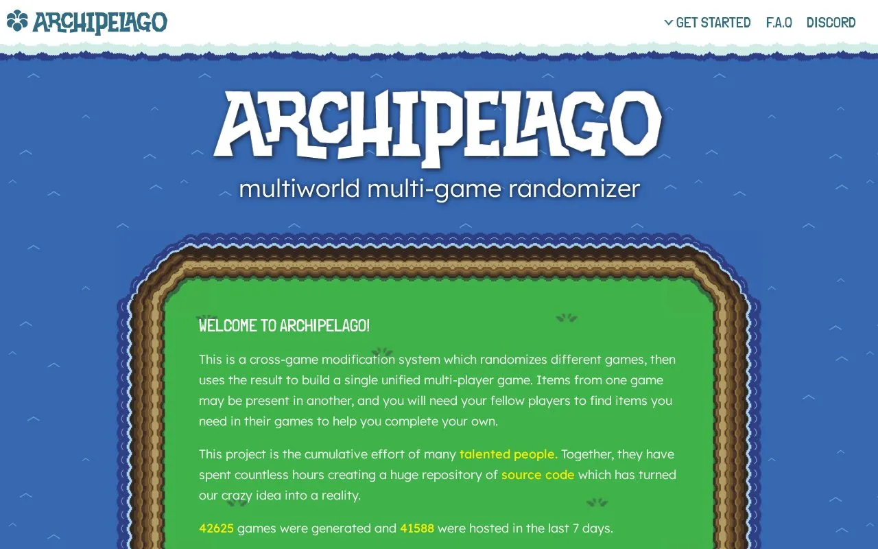 Archipelago homepage screenshot