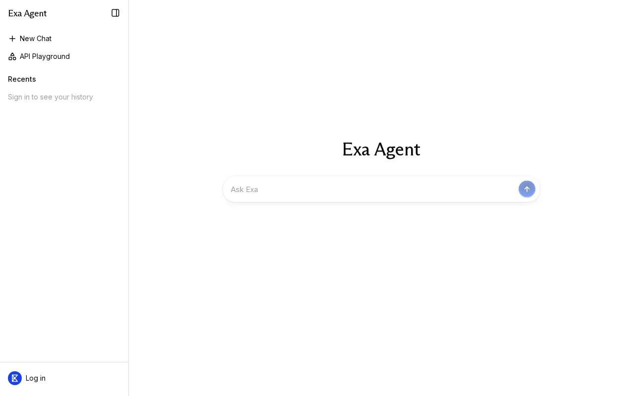 Exa homepage screenshot