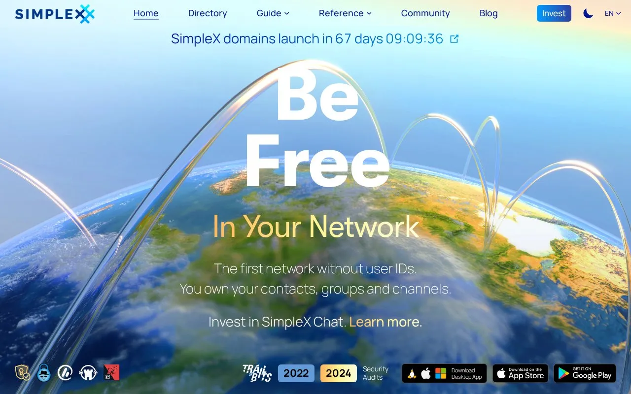 SimpleX homepage screenshot
