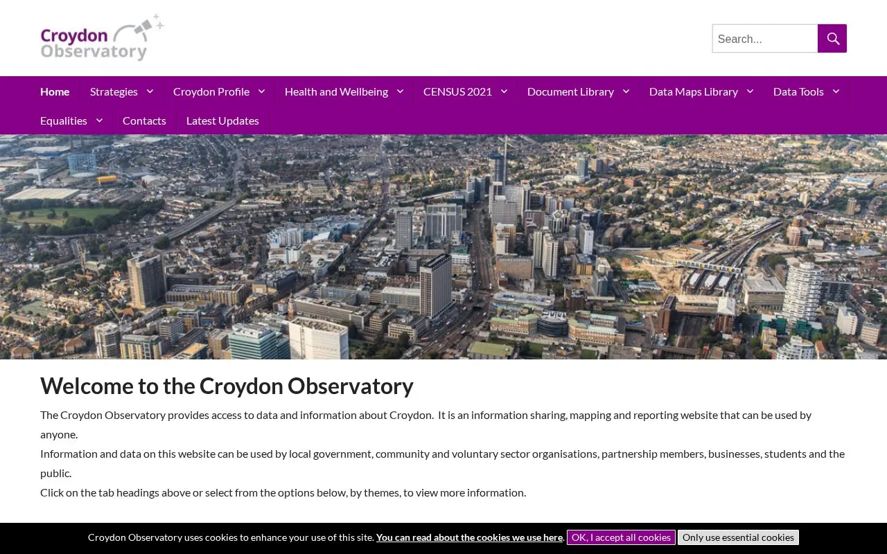 London Borough of Croydon Open Data Portal homepage screenshot