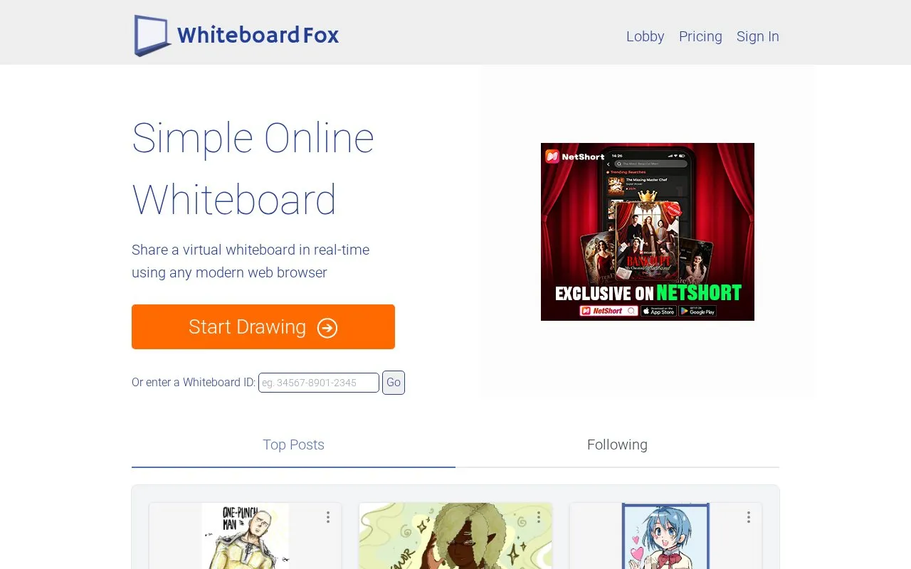 Whiteboard Fox homepage screenshot