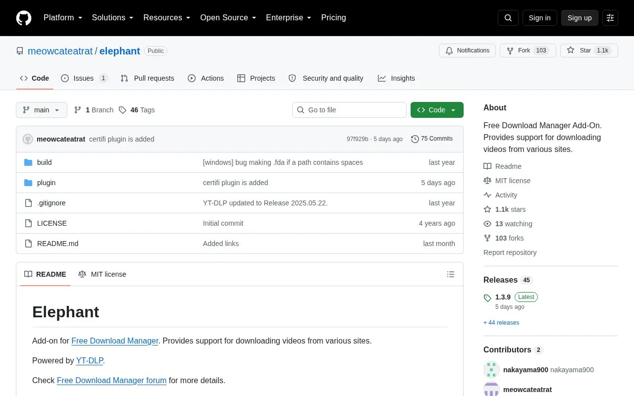 YTDL Addon homepage screenshot