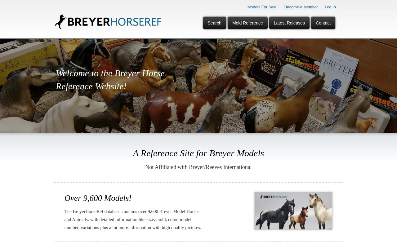 BreyerHorseRef homepage screenshot
