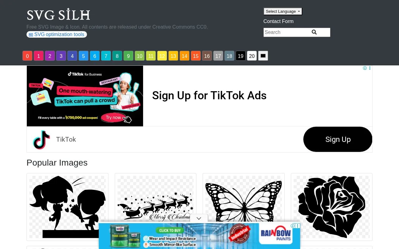 svgsilh homepage screenshot