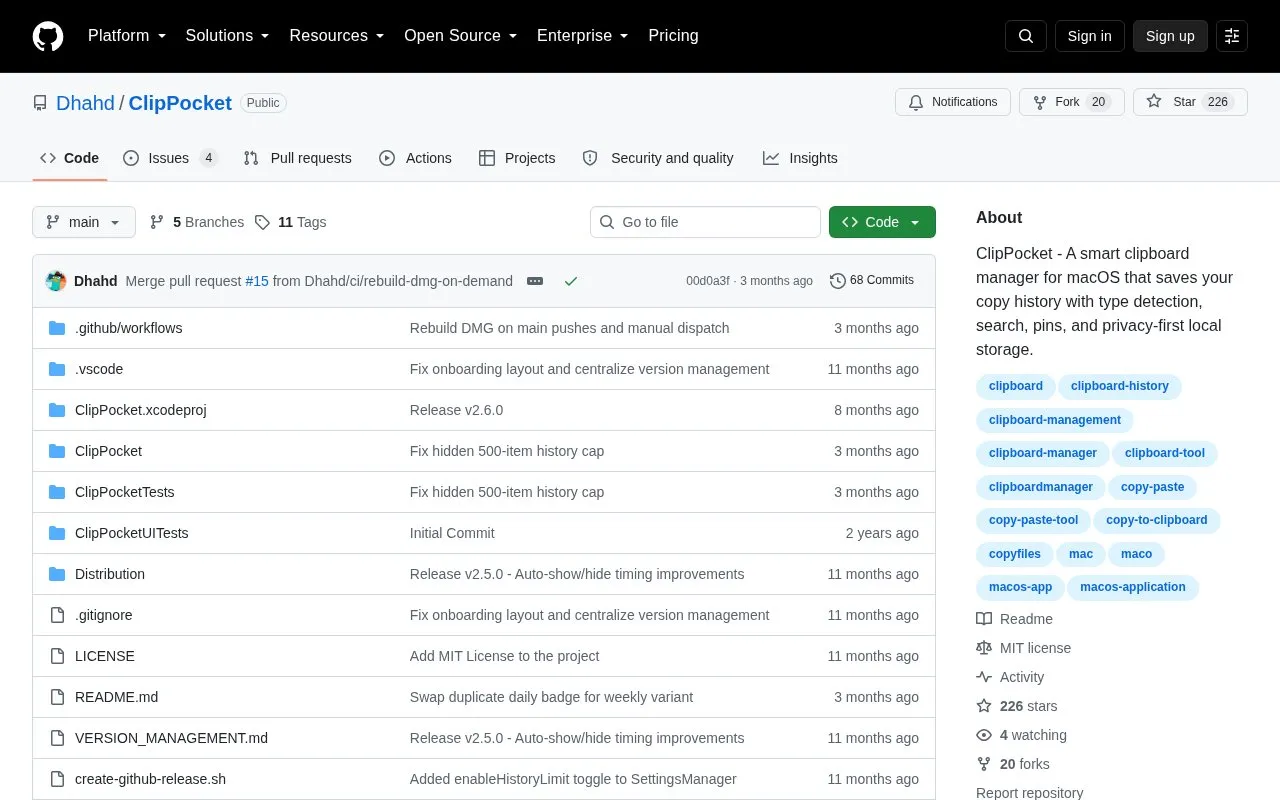 ClipPocket homepage screenshot