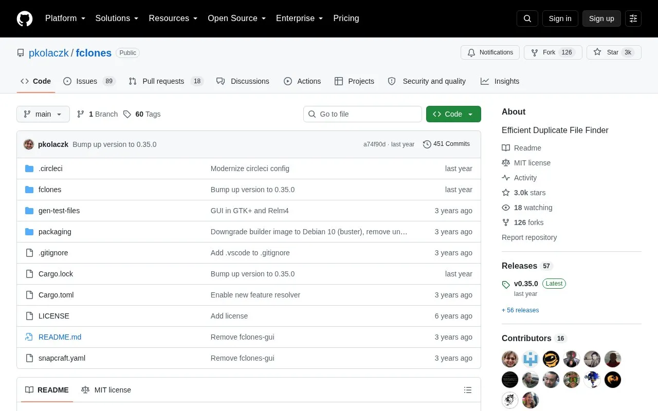 fclones homepage screenshot