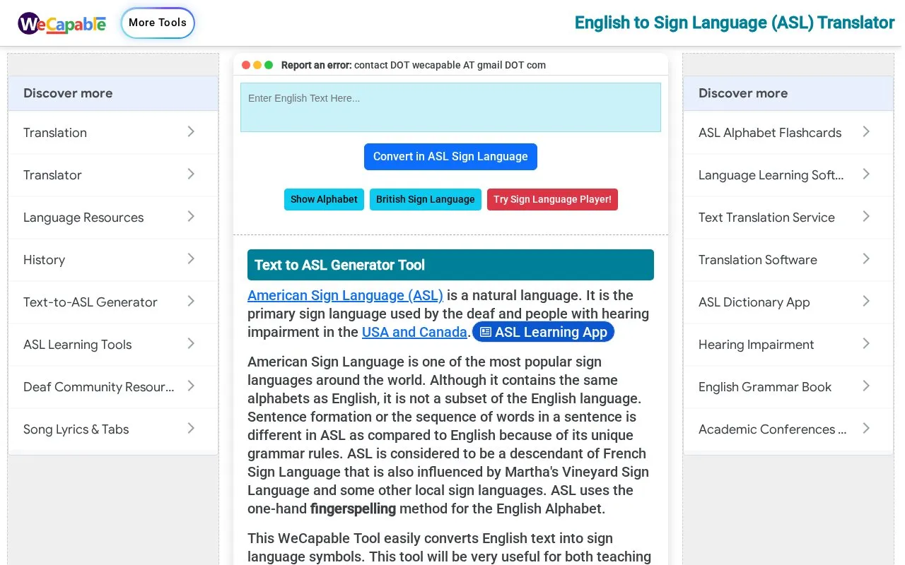 Text to Sign homepage screenshot
