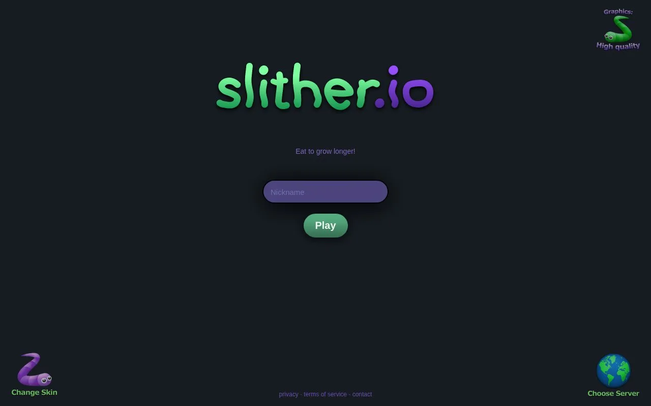 slither.io homepage screenshot