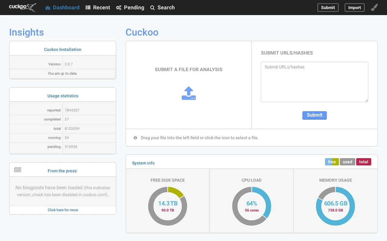 Sandbox homepage screenshot