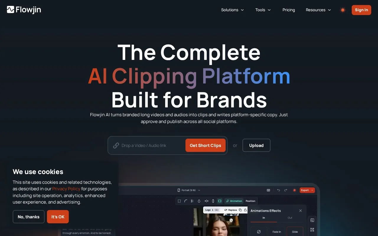 Flowjin homepage screenshot