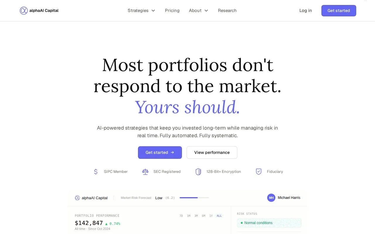 alphaAI Capital homepage screenshot