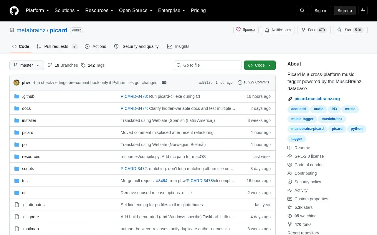 Picard homepage screenshot
