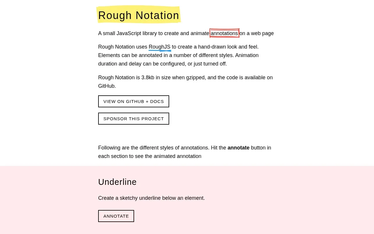 RoughAnnotations homepage screenshot