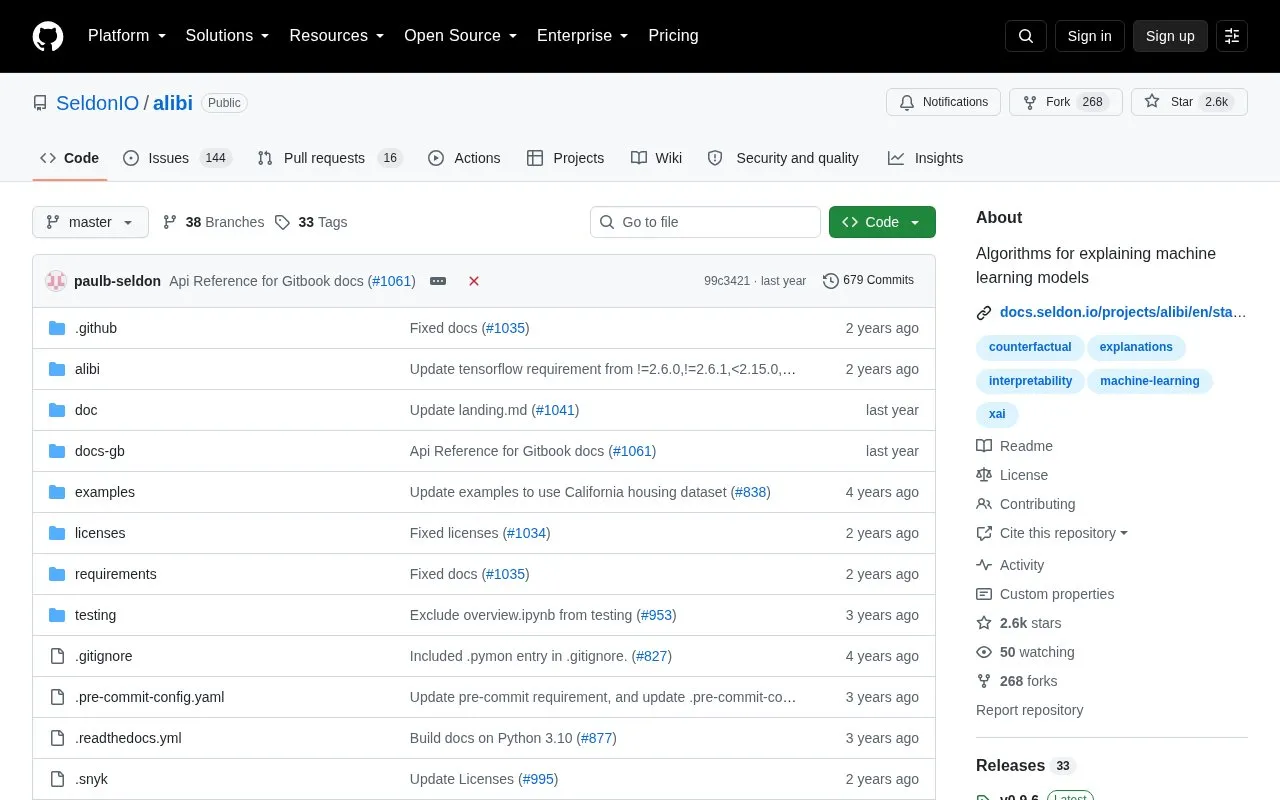 Alibi homepage screenshot