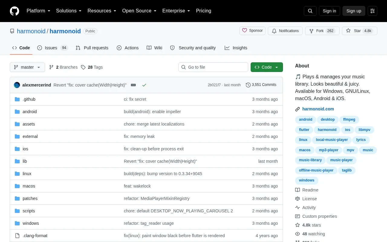 Harmonoid homepage screenshot