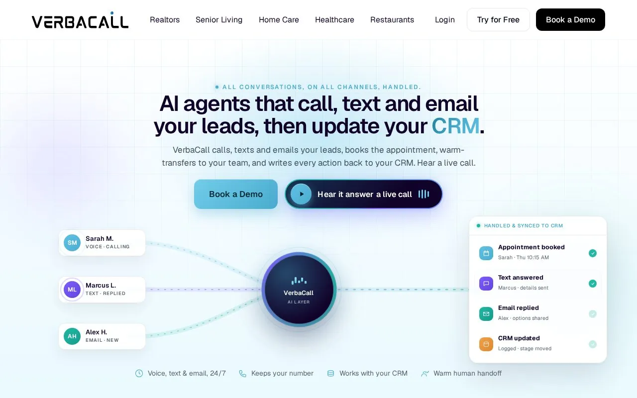 Verbacall homepage screenshot