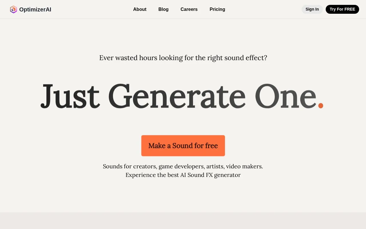 OptimizerAI homepage screenshot