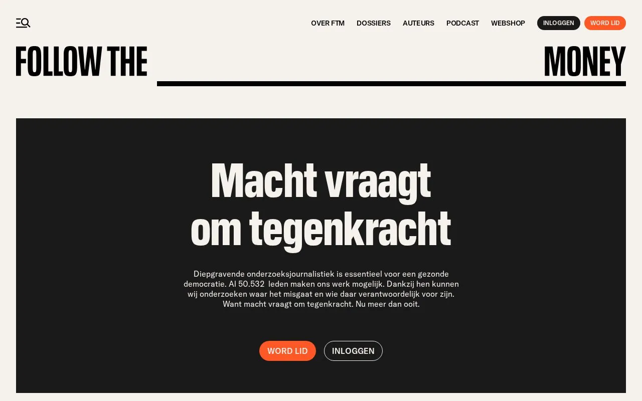 Follow The Money homepage screenshot