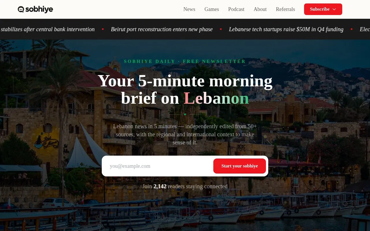Sobhiye Daily homepage screenshot