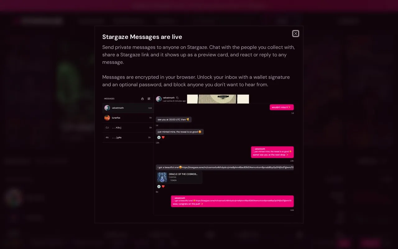 Stargaze homepage screenshot