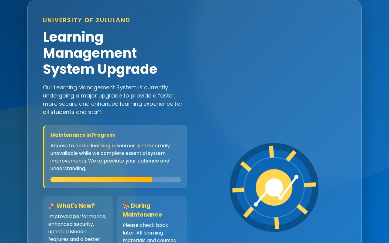 University of Zululand homepage screenshot