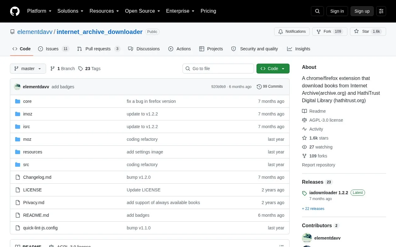 IA Downloader homepage screenshot