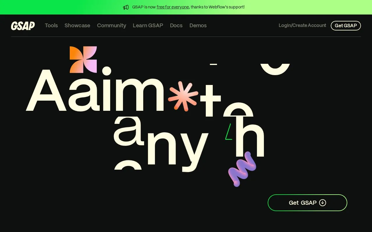 GSAP homepage screenshot