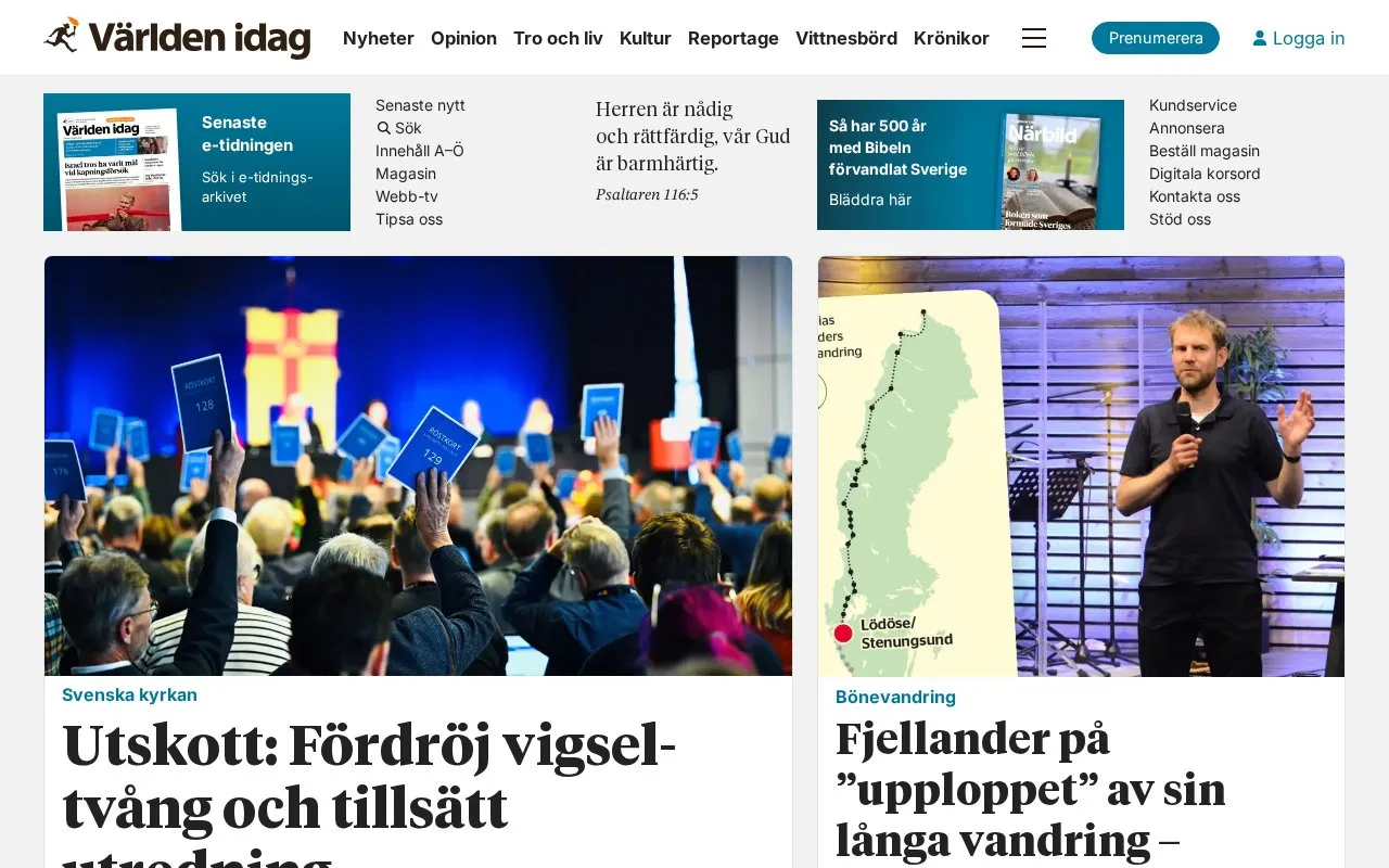Världen idag homepage screenshot