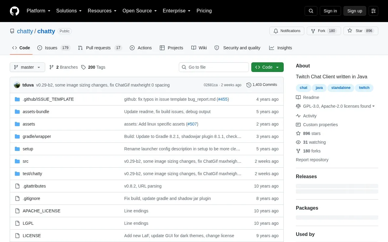 chatty homepage screenshot