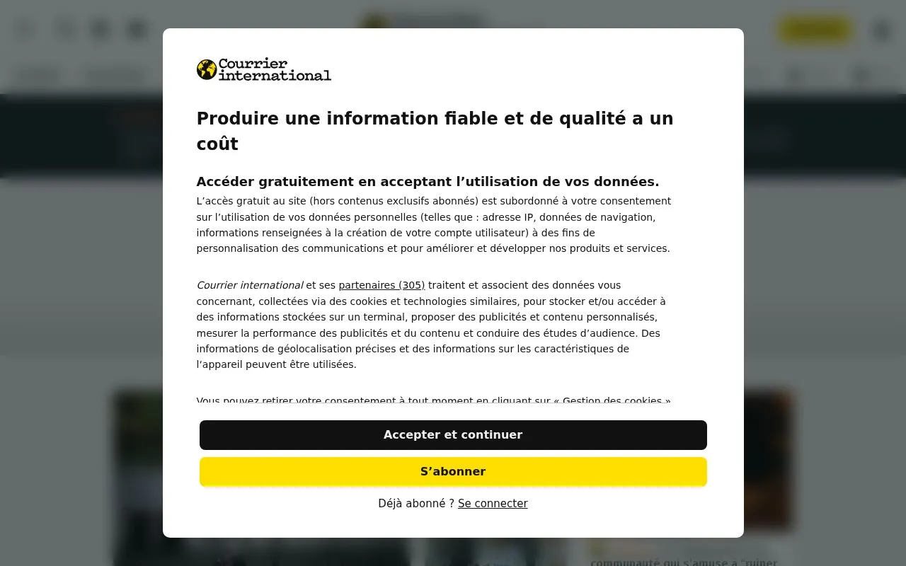 Courrier international homepage screenshot