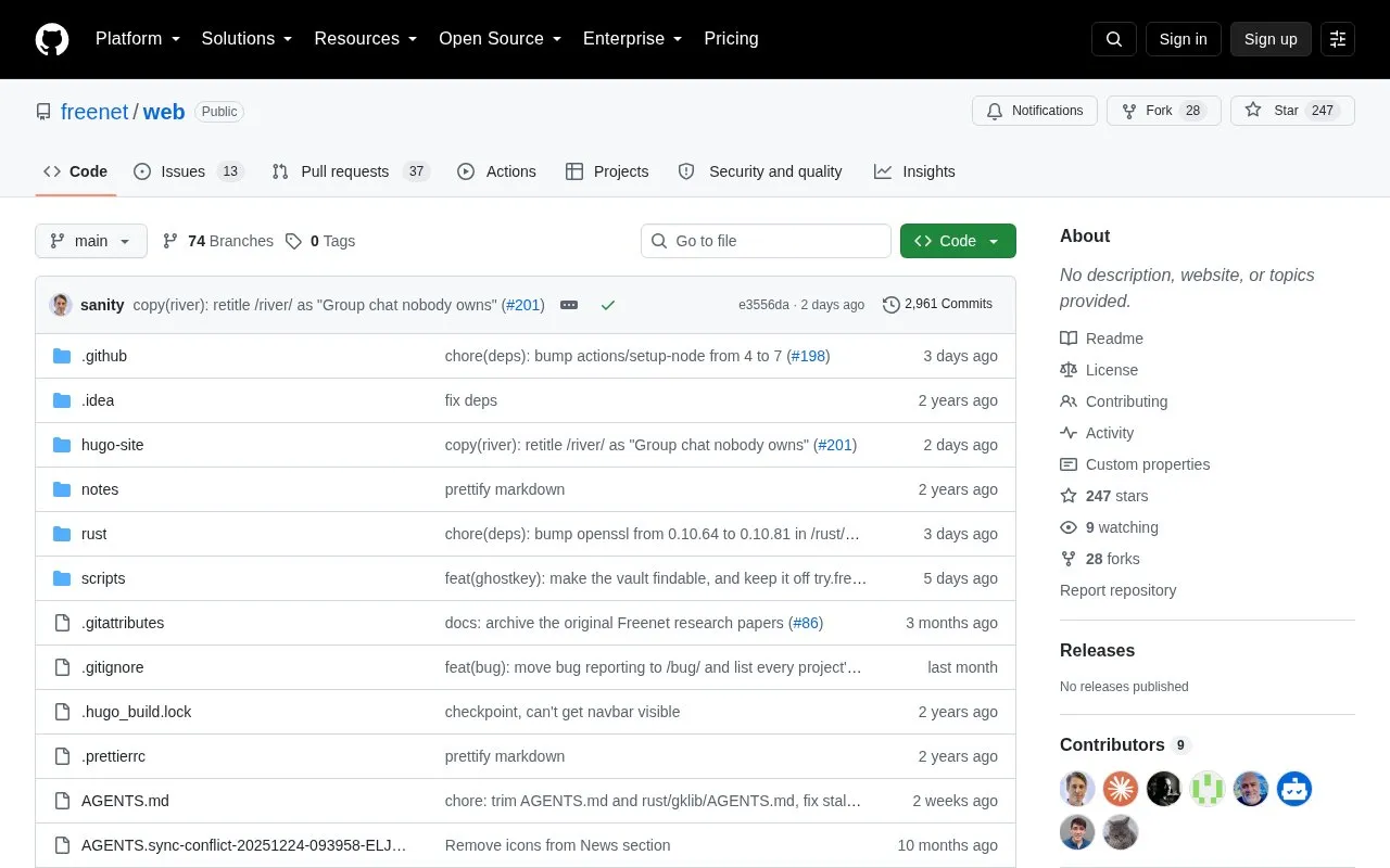 Web homepage screenshot