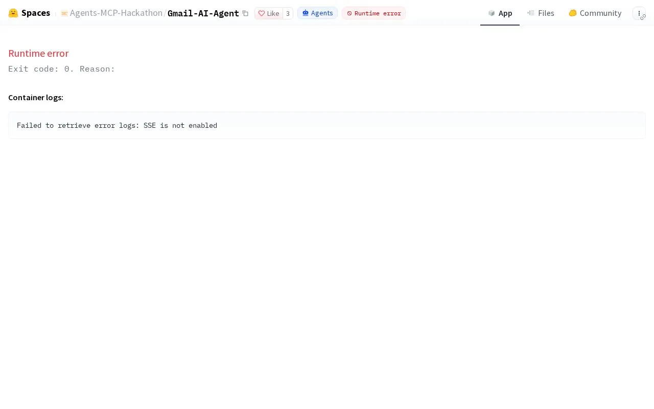 Gmail AI Agent with MCP Integration homepage screenshot