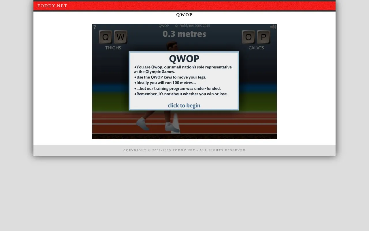 QWOP homepage screenshot