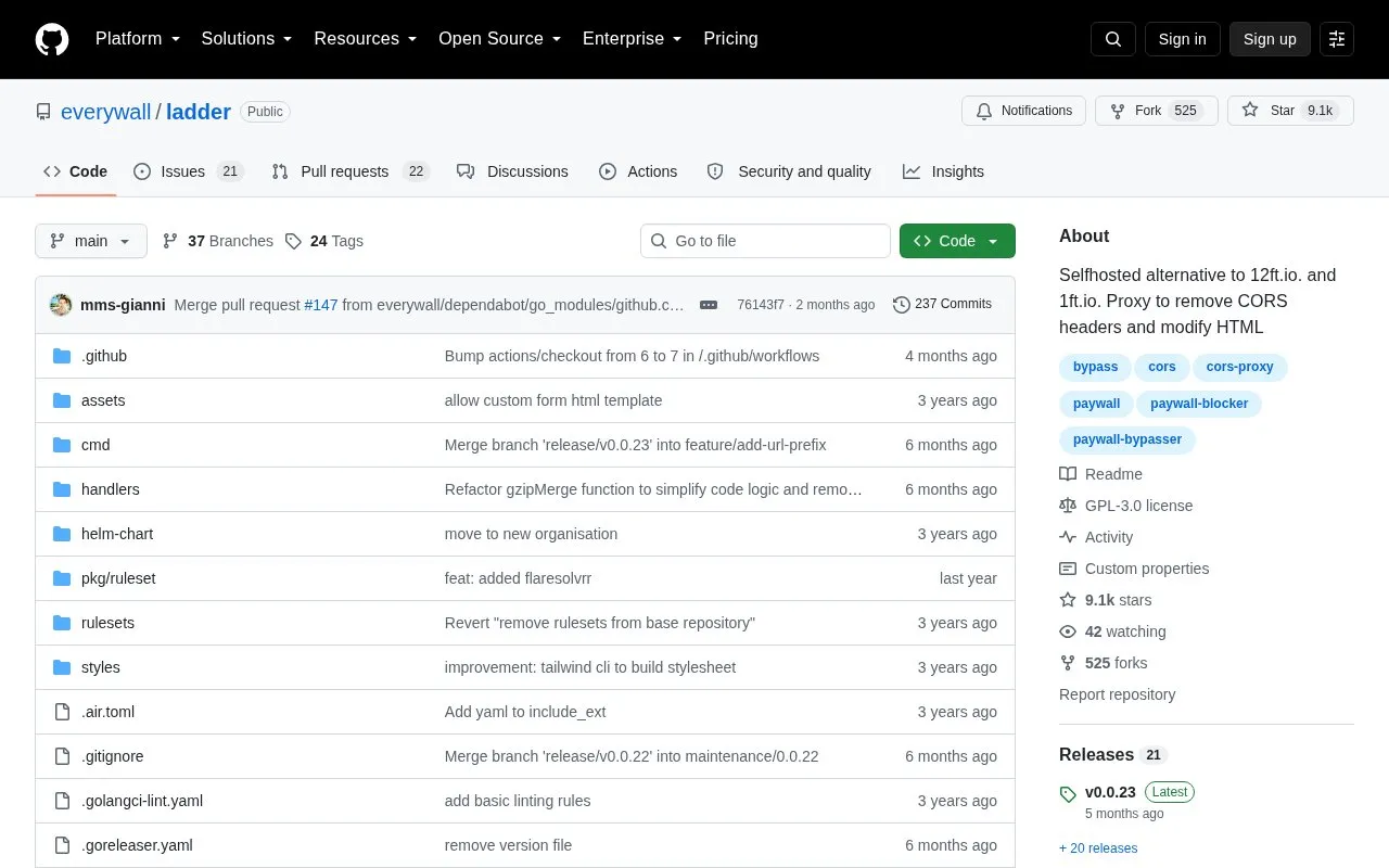 Ladder homepage screenshot