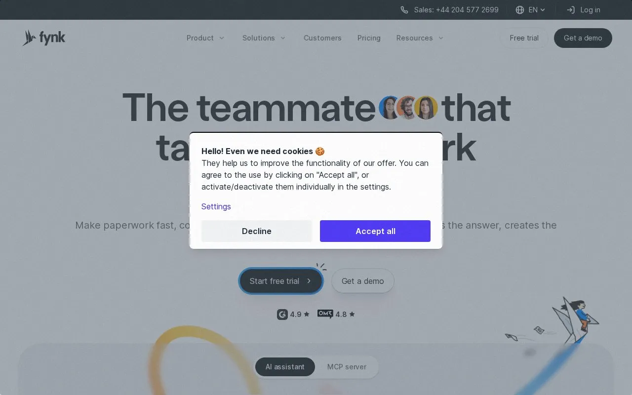 fynk homepage screenshot