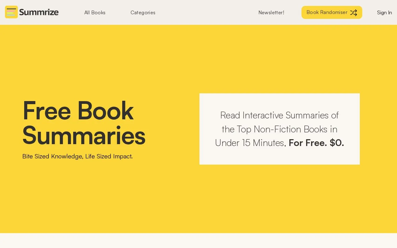 Summrize homepage screenshot