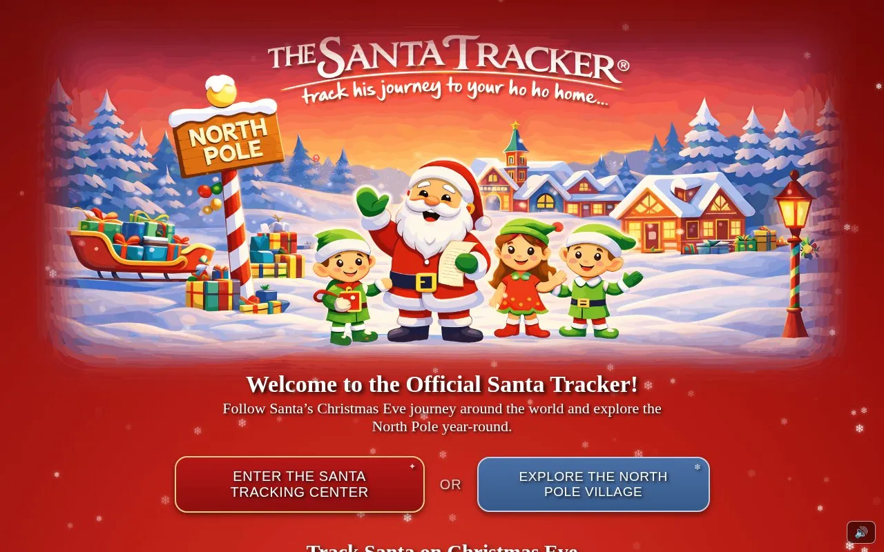 The Santa Tracker homepage screenshot