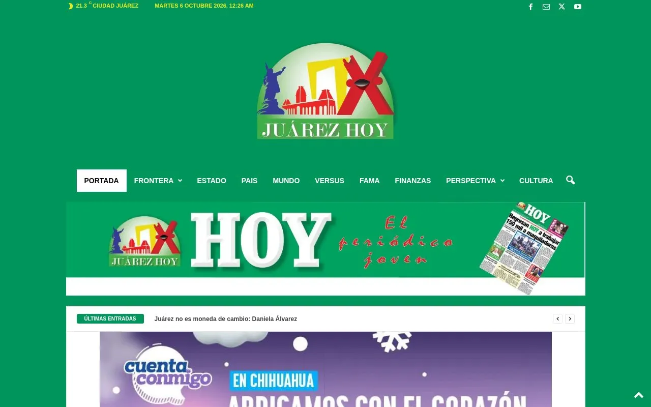 Juárez Hoy homepage screenshot