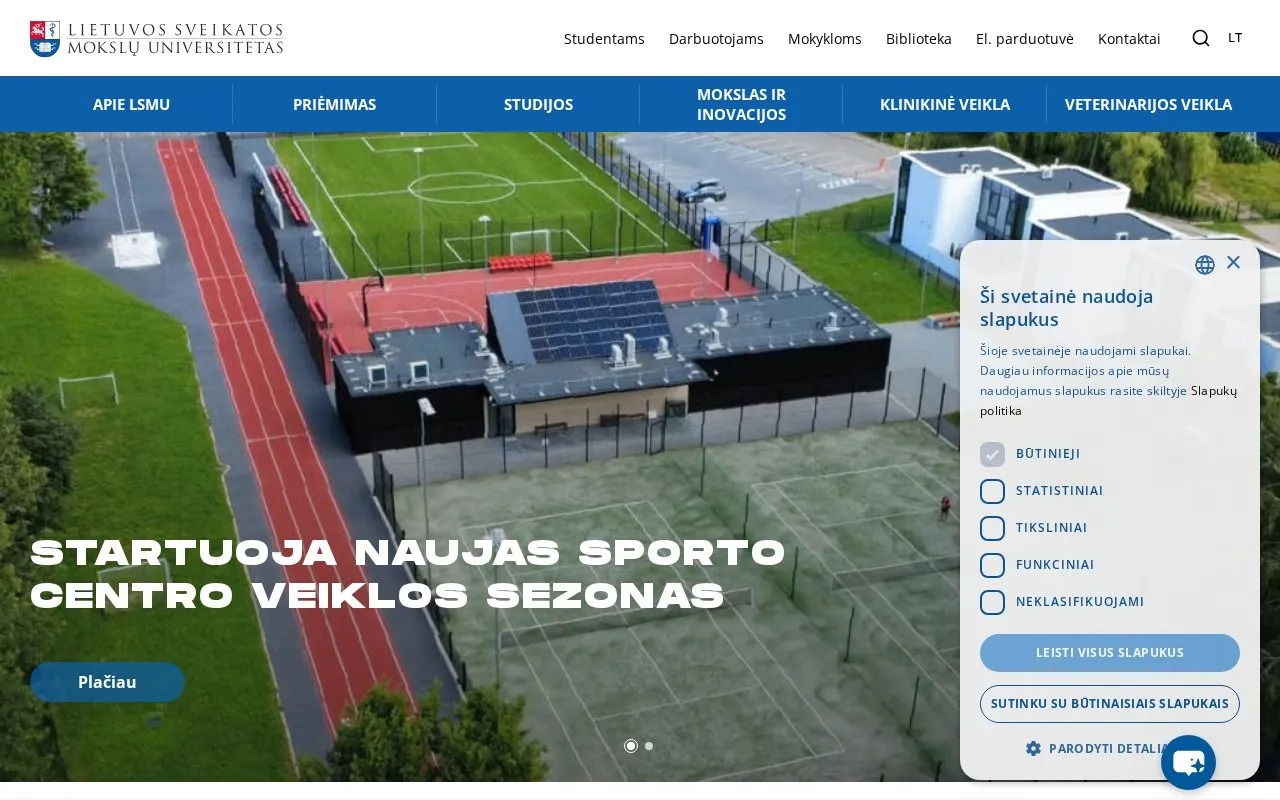 Lithuanian University of Health Sciences homepage screenshot