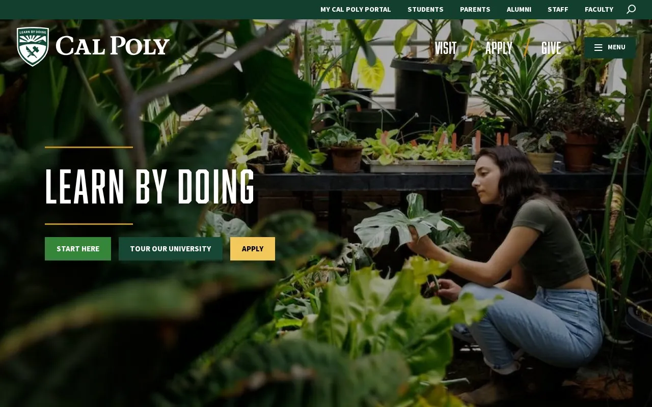 California Polytechnic State University, San Luis Obispo homepage screenshot
