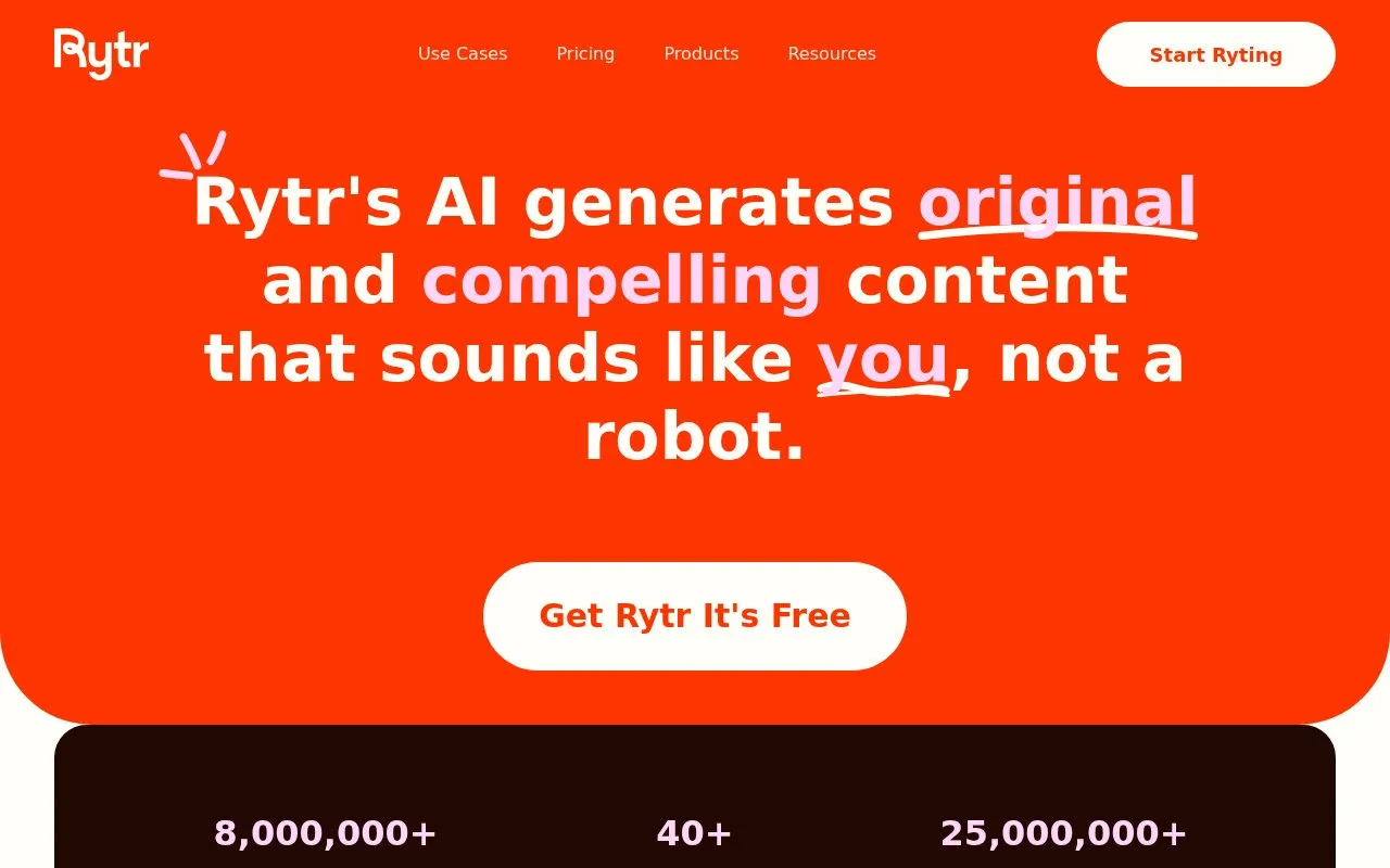 Rytr homepage screenshot