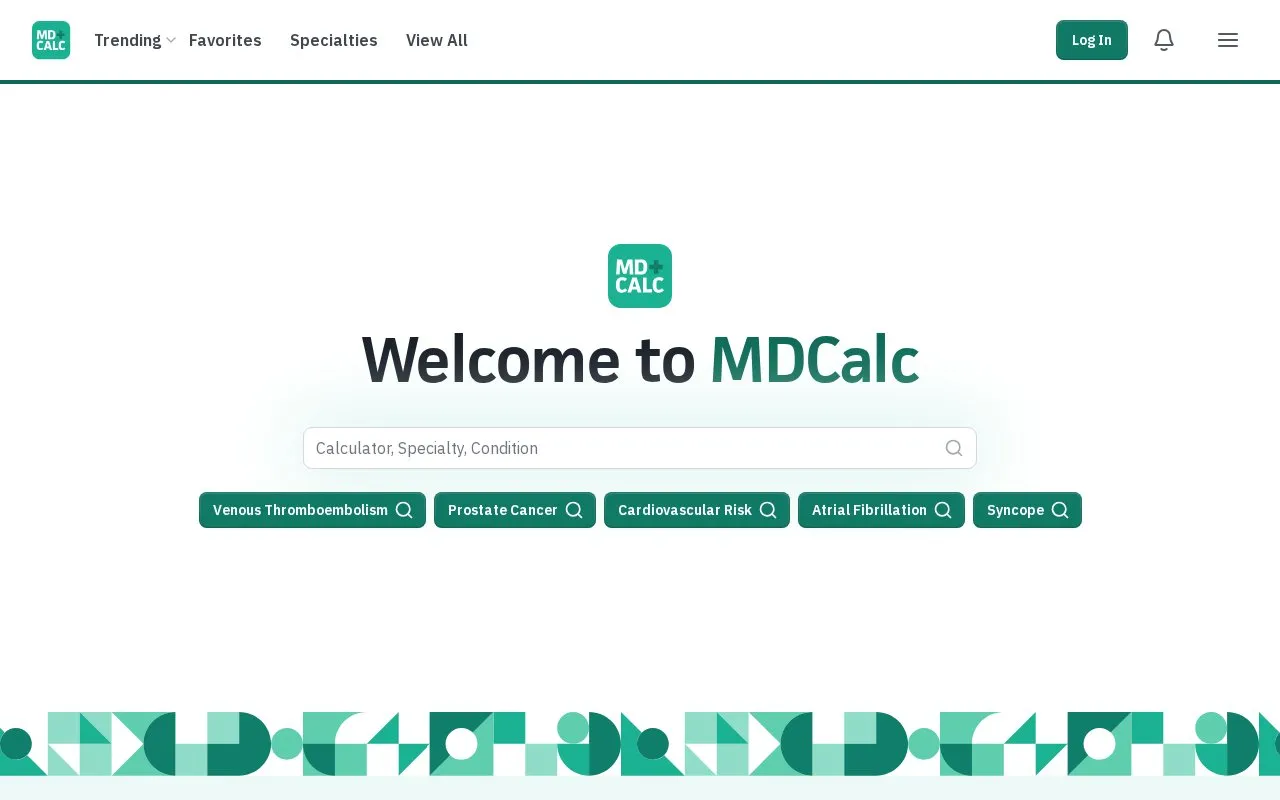 MDCalc homepage screenshot