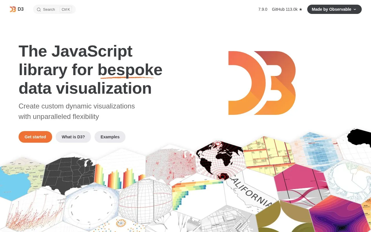 D3.js homepage screenshot