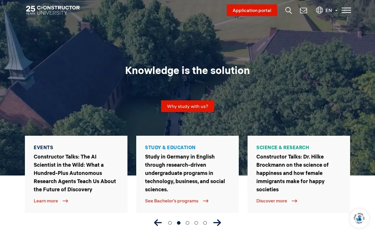 Constructor University homepage screenshot