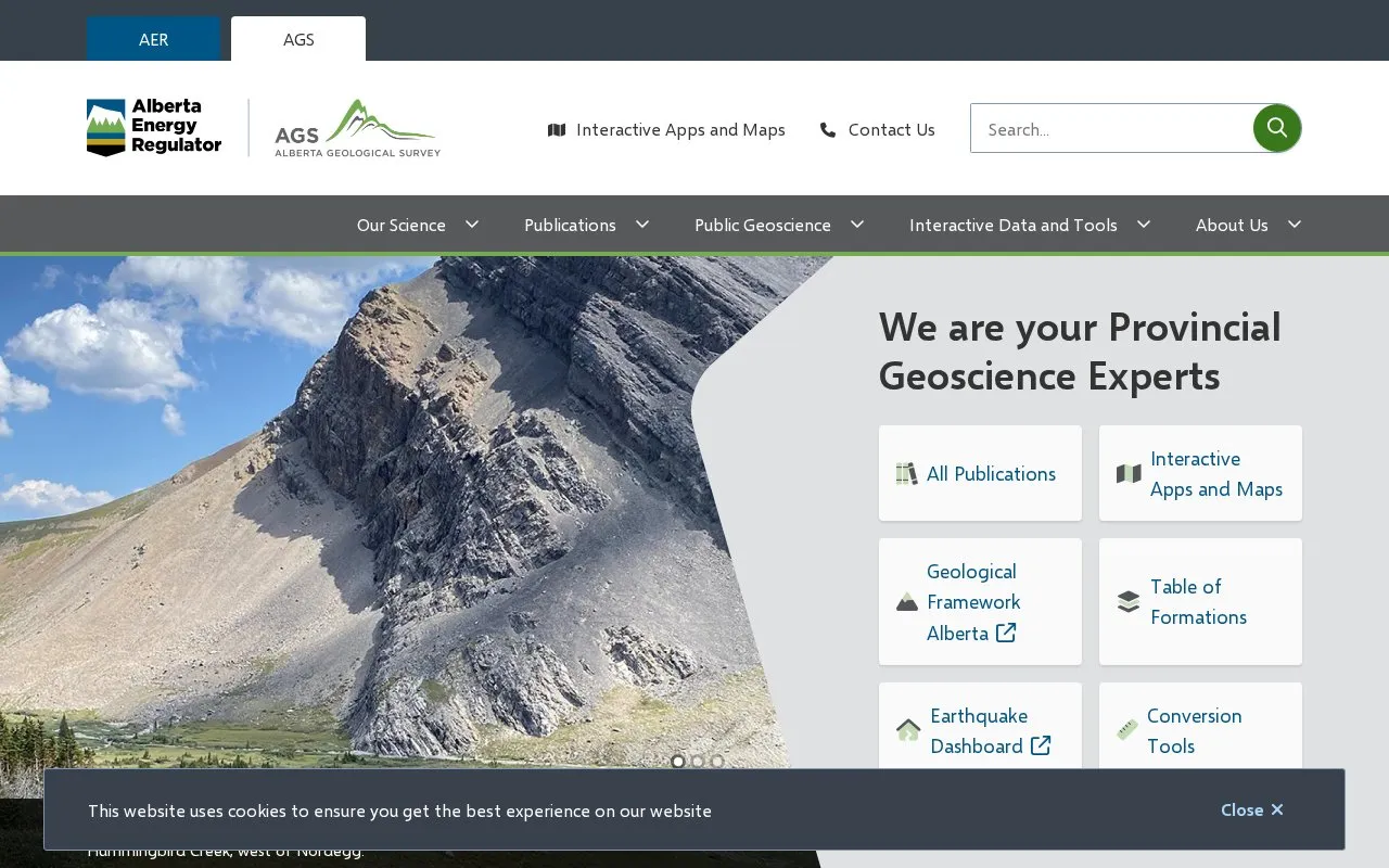 Alberta Geological Survey homepage screenshot
