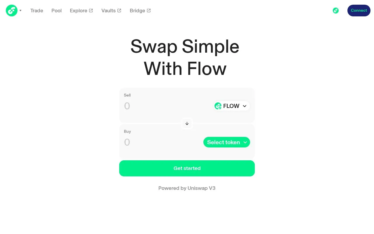 FlowSwap V3 homepage screenshot
